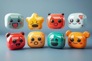 Obraz premium Cute Cartoon 3D Emoji Characters