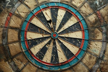 Old Dartboard with Worn Bullseye