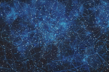 Fototapeta premium Abstract science, circle global network connection in hands on night sky background.