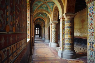 Obraz premium Colorful Majestic Architecture of Historical Corridor