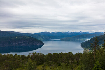 Norway landscape on a cloudy summer day