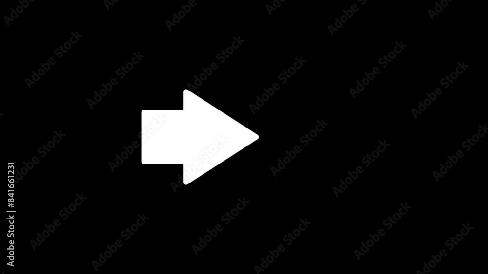 Poster animation of arrow to the right motion graphics on black background.