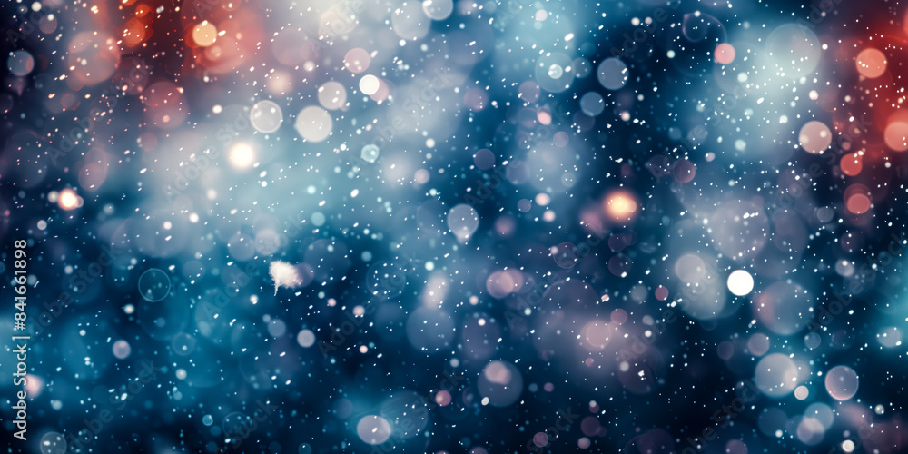 Poster A bright bokeh texture with falling snow and starry light effects