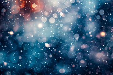 Fototapeta premium A bright bokeh texture with falling snow and starry light effects