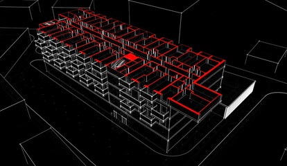 Modern architecture housing 3d rendering