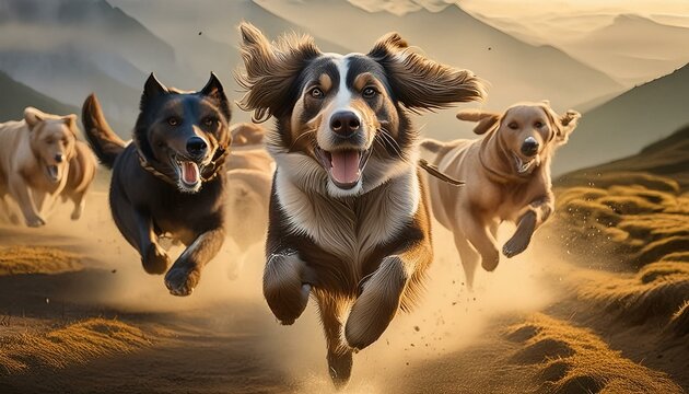 Fototapeta Animals, creatures, wild animals, beautiful creatures, rushing animals, running animals, Generative AI