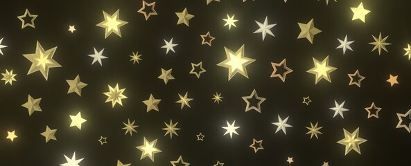 XMAS Stars - Holiday golden decoration, glitter frame isolated -