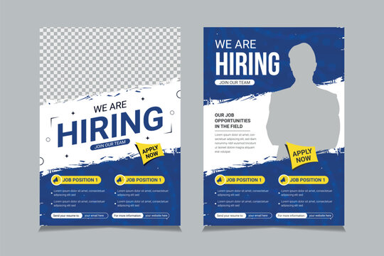 We Are Hiring Flyer Templates, we are Hiring job Poster Design, Job Vacancy Leaflet Template. vector illustration eps 10	