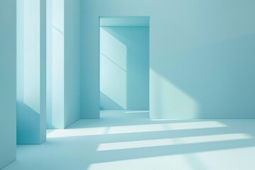 Minimalist room with open doorway and shadows