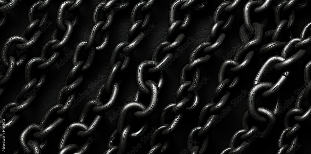 Poster chain texture in black and white a row of metal chains arranged in a row from left to right, with a 