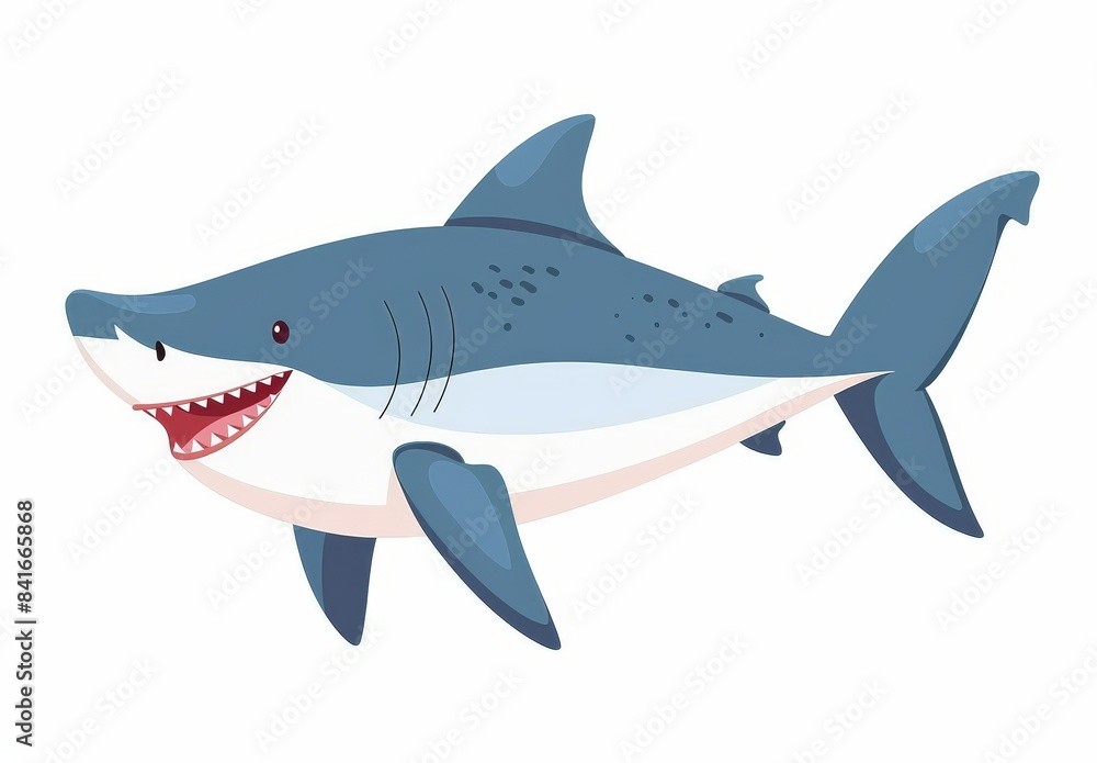 Poster An icon with blue sharks. For children's educational games, marine and fauna. For posters and banners. Mascots and toys for kids. For the summer. Cartoon flat modern illustration.