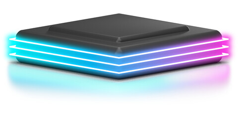 3d podium with blue pink gradient neon light 