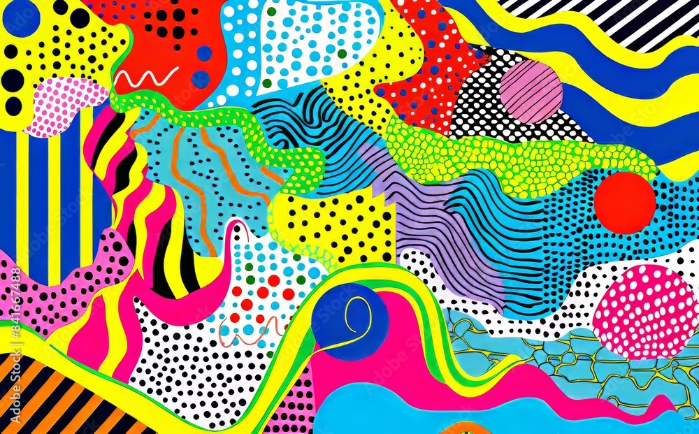 Poster geometric shapes and color background. abstract geometric pattern in memphis.