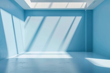 Obraz premium Empty blue room with shadow patterns