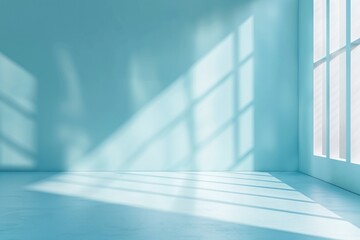 Obraz premium Minimalist blue room with window shadows