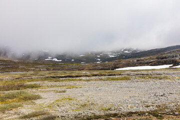 Norway landscape on a cloudy summer day.