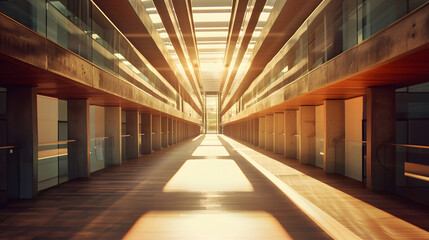 living room with columns enters sun and reflection, architecture, vanishing point