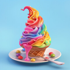 Rainbow ice cream cone