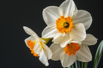 Obraz premium Flower Photography, Narcissus 'King Alfred' Close up view, Isolated on Black Background