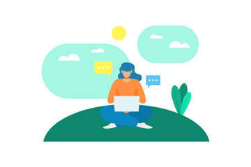 woman working outdoors flat design