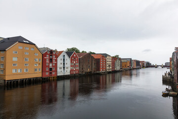 Norway Trondheim city view on a cloudy summer day.