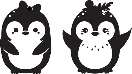 penguin art  vector silhouette illustration