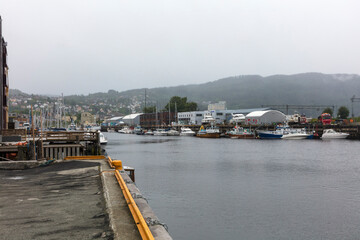 Obraz premium Norway Trondheim city view on a cloudy summer day.