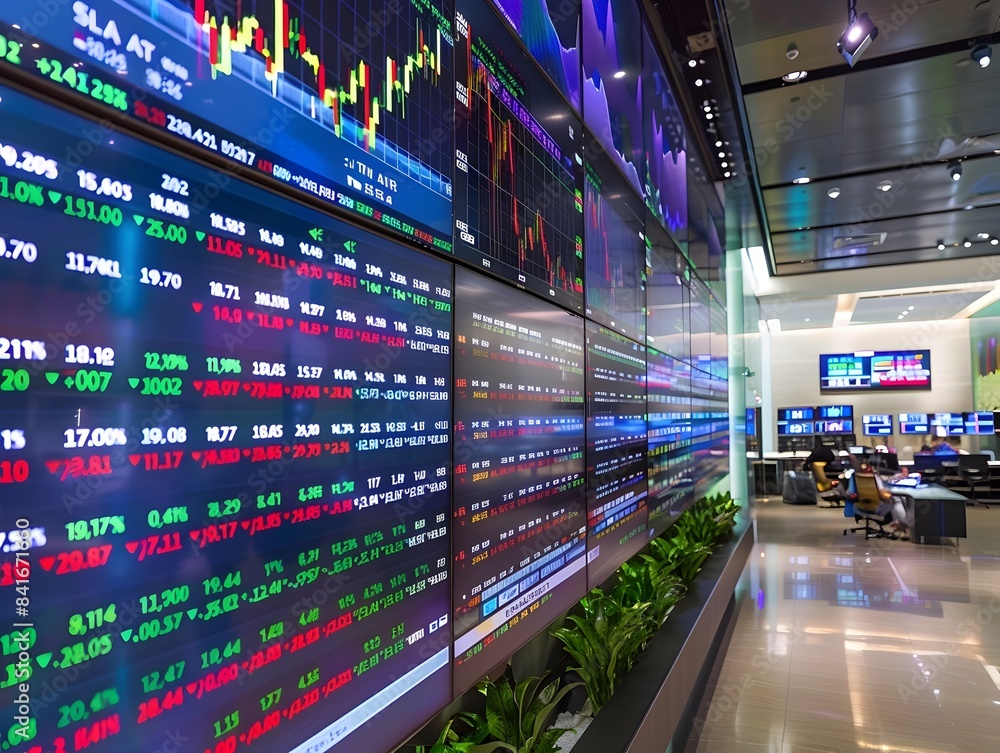 Poster dynamic market data display with financial analytics and investment insights