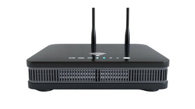 modern Wi-fi internet router isolated on transparent background, internet router cut out  