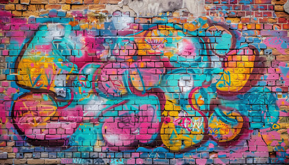 Obraz premium graffiti painting old brick on wall. street