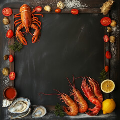 Chalk board with Seafood menu