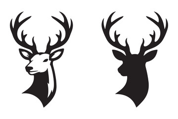 Deer Head Logo Icon Vector Silhouette Illustration