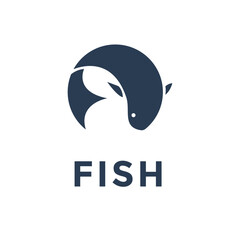 Naklejka premium Fish logo template suitable for businesses and product names. This stylish logo design could be used for different purposes for a company,
