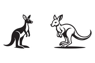 Kangaroo Logo Icon Vector Silhouette Illustration