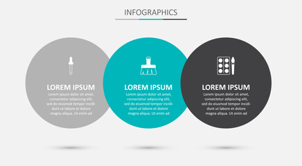 Set Paint brush, Eyedropper color picker palette and Watercolor paints box. Business infographic template. Vector
