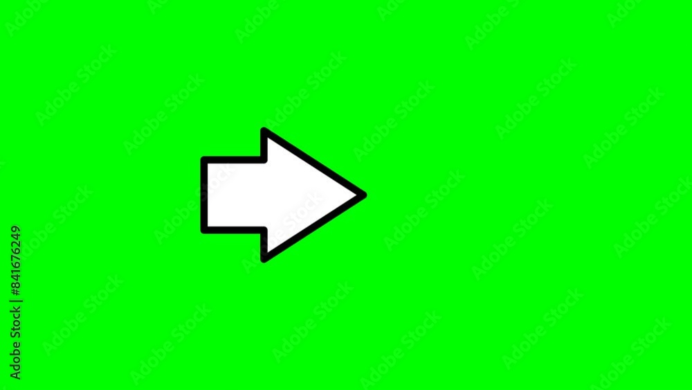 Poster animation of arrow to the right motion graphics on green background.