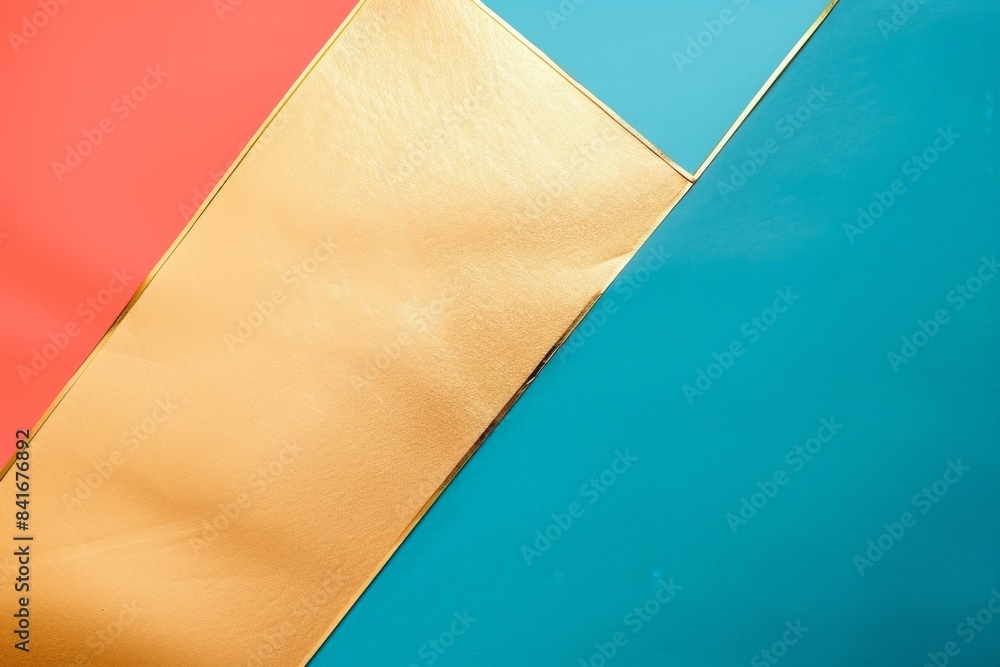 Aufkleber abstract background with golden paper creating diagonal lines separating blue and red sections. mini