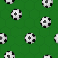 green soccer background pattern with balls 
