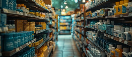 Fototapeta premium Cold and Flu Relief: Dedicated Section in a Drugstore for Over-the-Counter Remedies