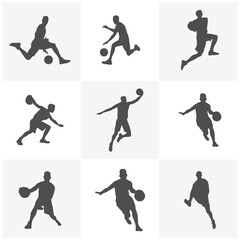 Set of Basketball Player Silhouettes. basketball players isolated vector illustration. Good for sport