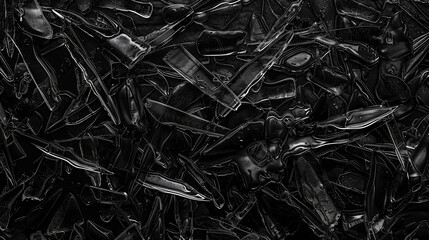 Close-up of broken glass shards with dramatic lighting.