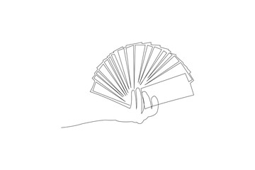 Money or ticket bundle with hand line art vector illustration design