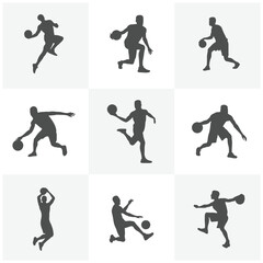 Set of Basketball Player Silhouettes. basketball players isolated vector illustration. Good for sport