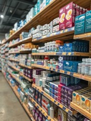 Fototapeta premium Cold and Flu Relief: Dedicated Section in a Drugstore for Over-the-Counter Remedies