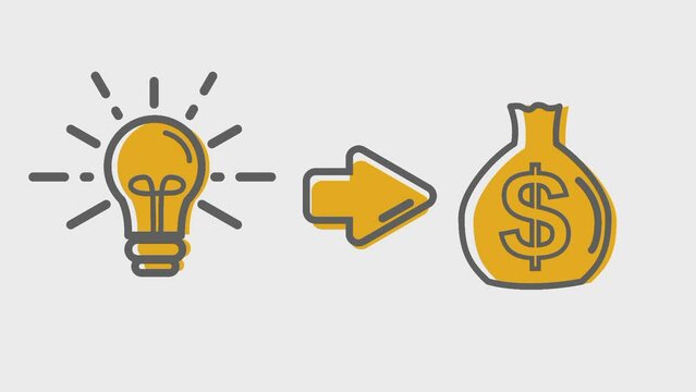 normal mode and green screen, animation of light bulb and money bag with idea and creativity concept