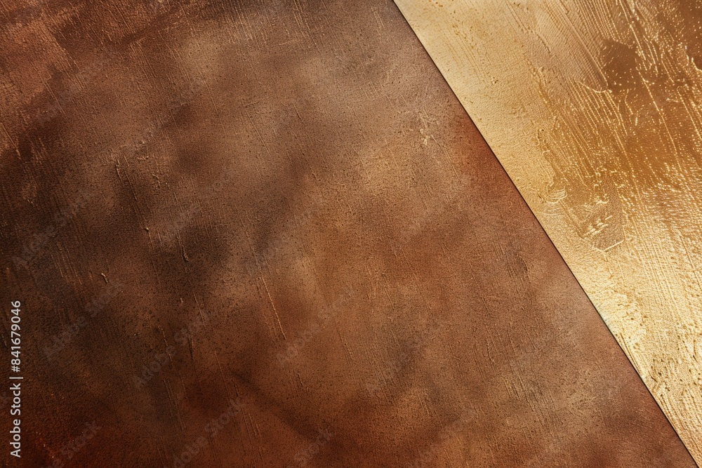Poster background with a diagonal composition showing two different painted textures, one brown and one gol