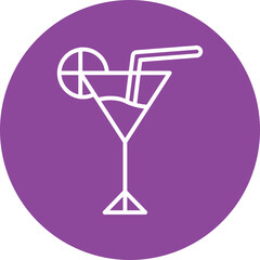 Cocktail line circle icon