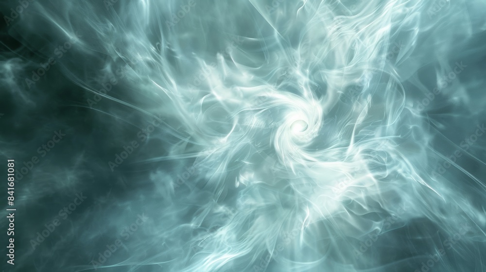 Poster a mesmerizing vortex of ethereal smoke swirling upwards, illuminated by a soft, celestial glow.