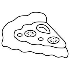 A colored design icon of pizza slice