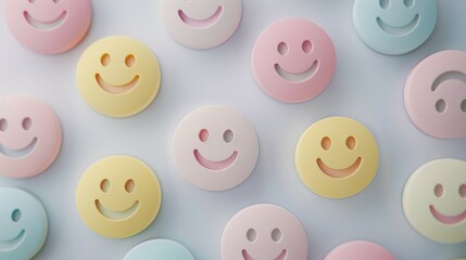 Fototapeta premium customer review and rating banner, satisfied smile face set, client service positive feedback and review concept